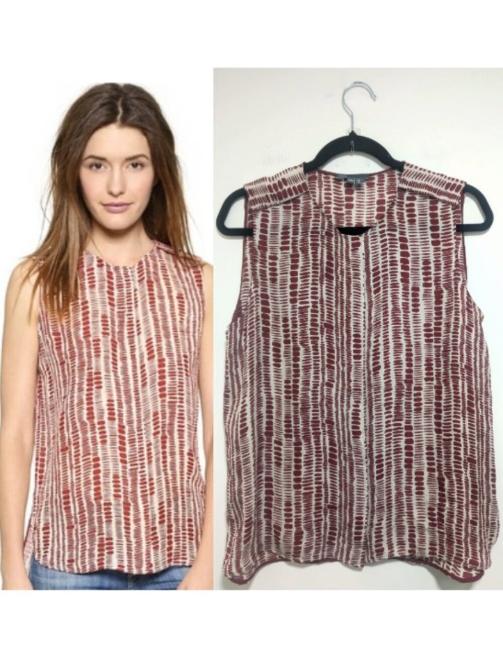 Vince | Tribal Dot Silk Sleeveless Blouse